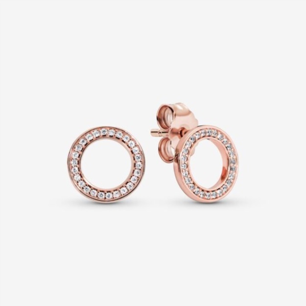 Sparkling Circle Stud Earrings Pandora Rose Gold Plated